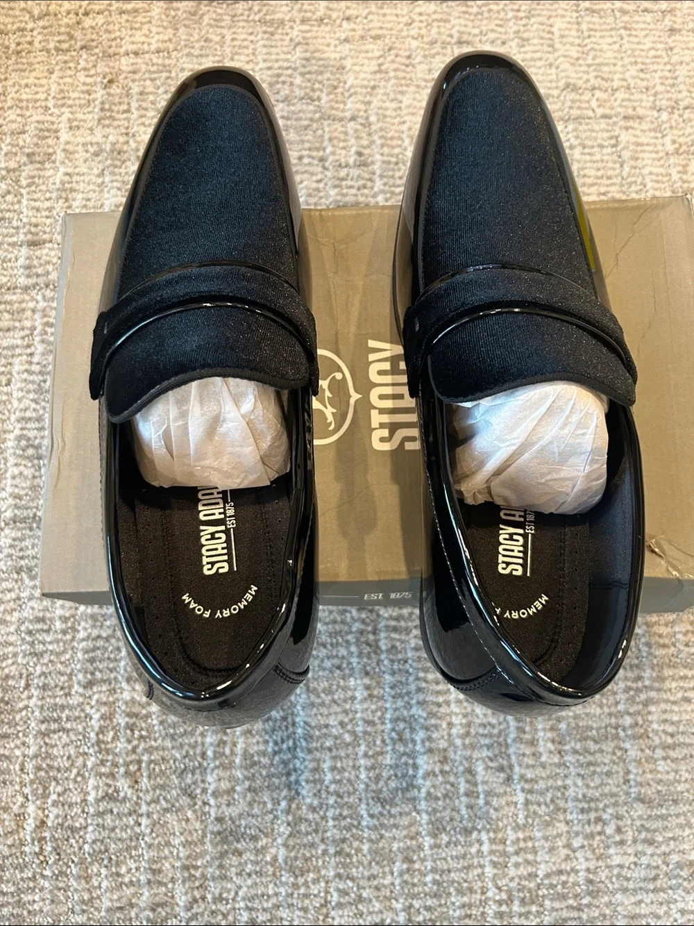 Stacy Adams SPRATLEY Moc Toe Saddle Slip On Black 10